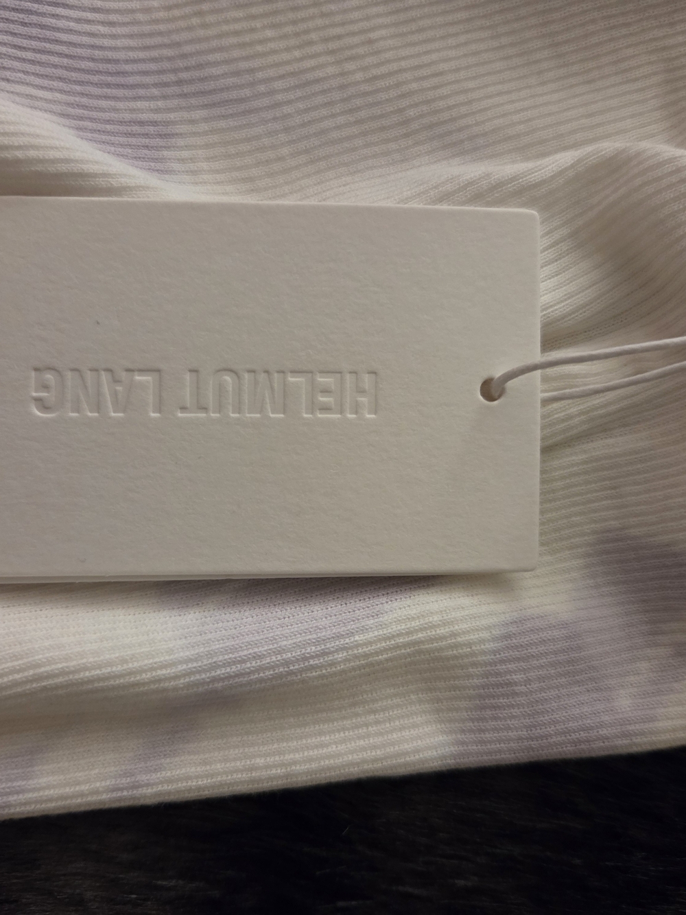 Helmut Lang White With a splash of violet midi ribbed skirt.